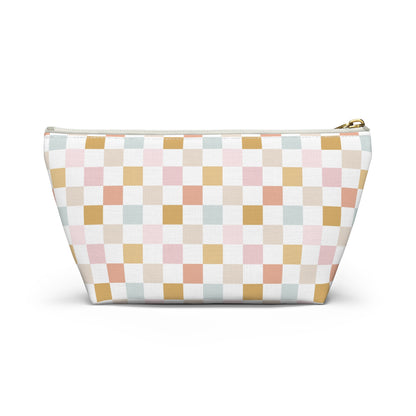 Pastel checkered Accessory Pouch w T-bottom