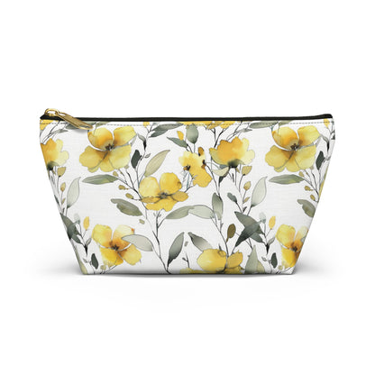 Floral watercolor Accessory Pouch w T-bottom