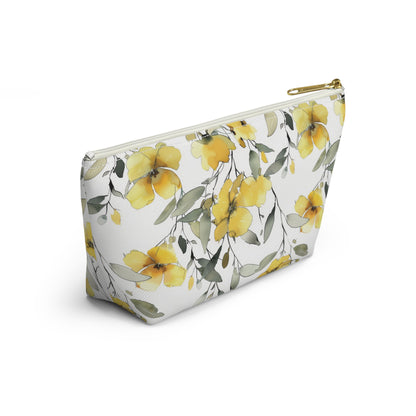 Floral watercolor Accessory Pouch w T-bottom