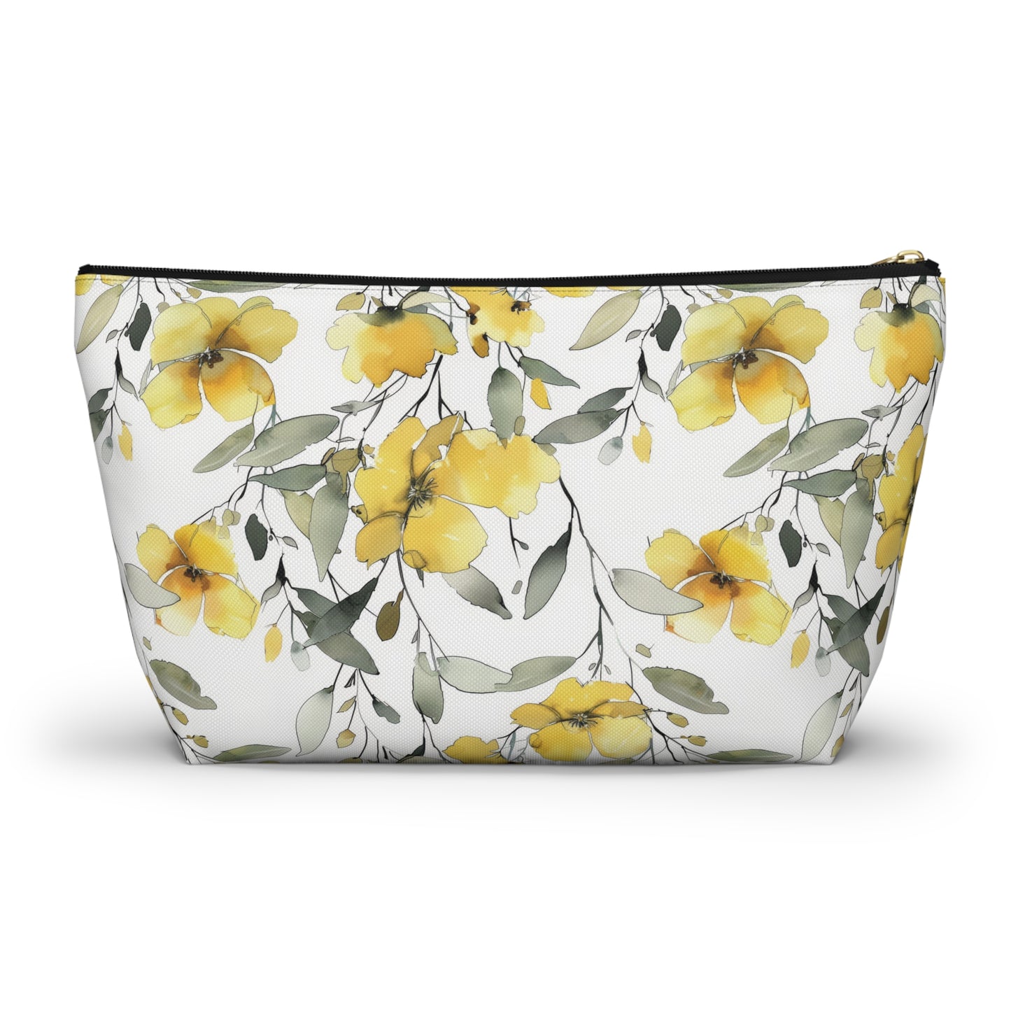 Floral watercolor Accessory Pouch w T-bottom