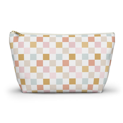 Pastel checkered Accessory Pouch w T-bottom