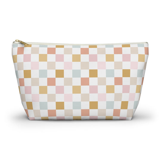 Pastel checkered Accessory Pouch w T-bottom