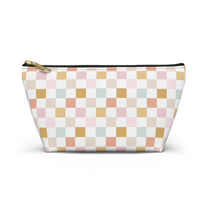 Pastel checkered Accessory Pouch w T-bottom