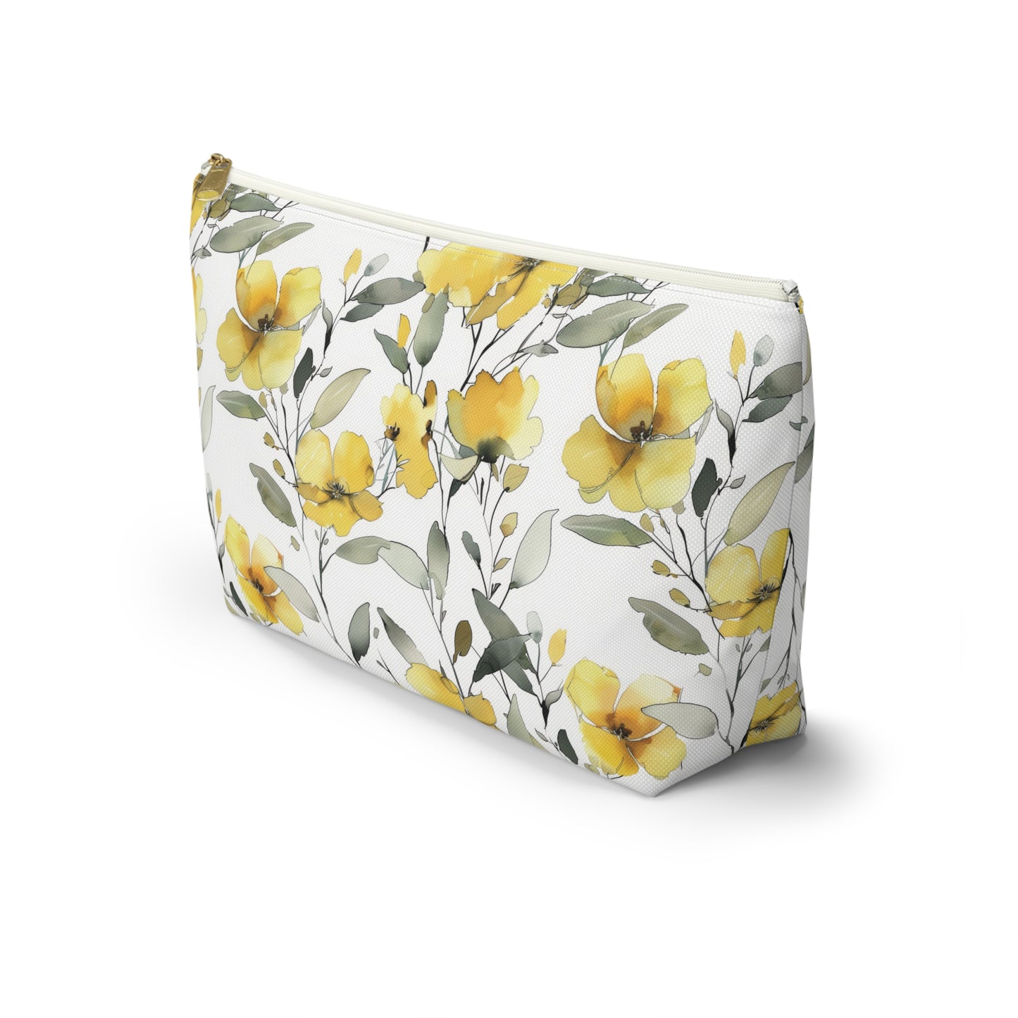 Floral watercolor Accessory Pouch w T-bottom