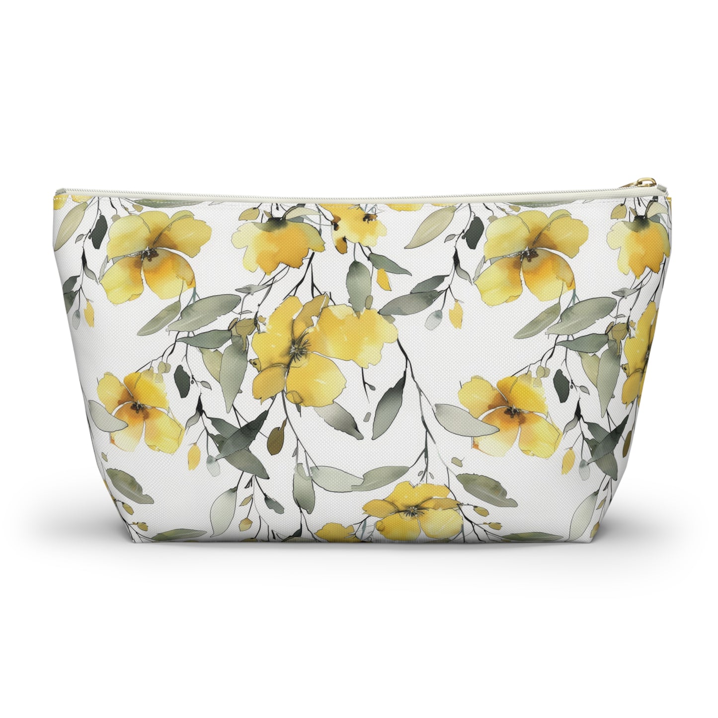 Floral watercolor Accessory Pouch w T-bottom