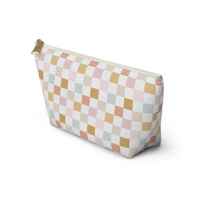 Pastel checkered Accessory Pouch w T-bottom