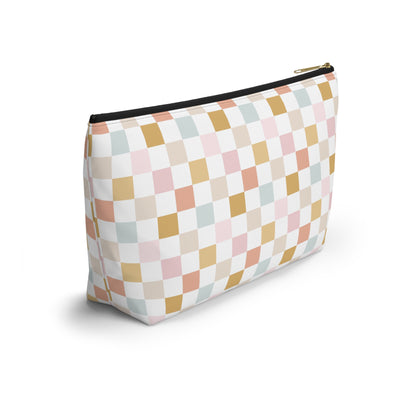 Pastel checkered Accessory Pouch w T-bottom