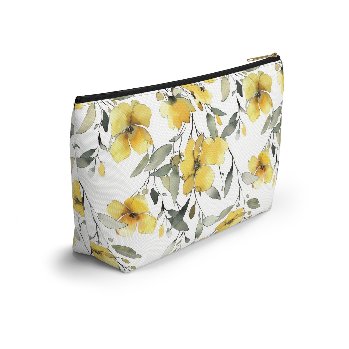 Floral watercolor Accessory Pouch w T-bottom