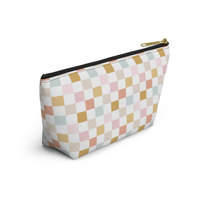 Pastel checkered Accessory Pouch w T-bottom