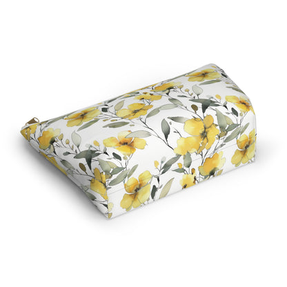 Floral watercolor Accessory Pouch w T-bottom