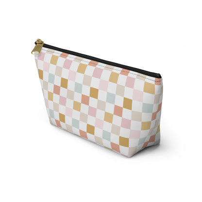 Pastel checkered Accessory Pouch w T-bottom