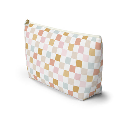 Pastel checkered Accessory Pouch w T-bottom