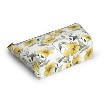 Floral watercolor Accessory Pouch w T-bottom