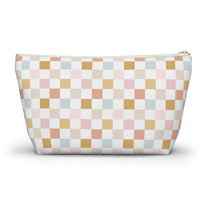 Pastel checkered Accessory Pouch w T-bottom