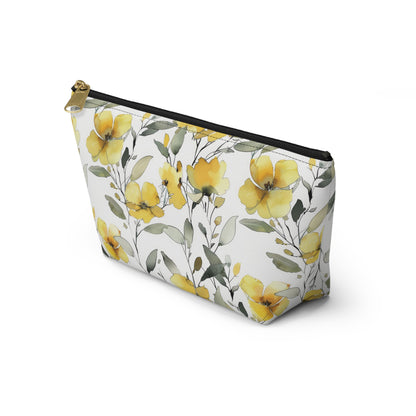 Floral watercolor Accessory Pouch w T-bottom