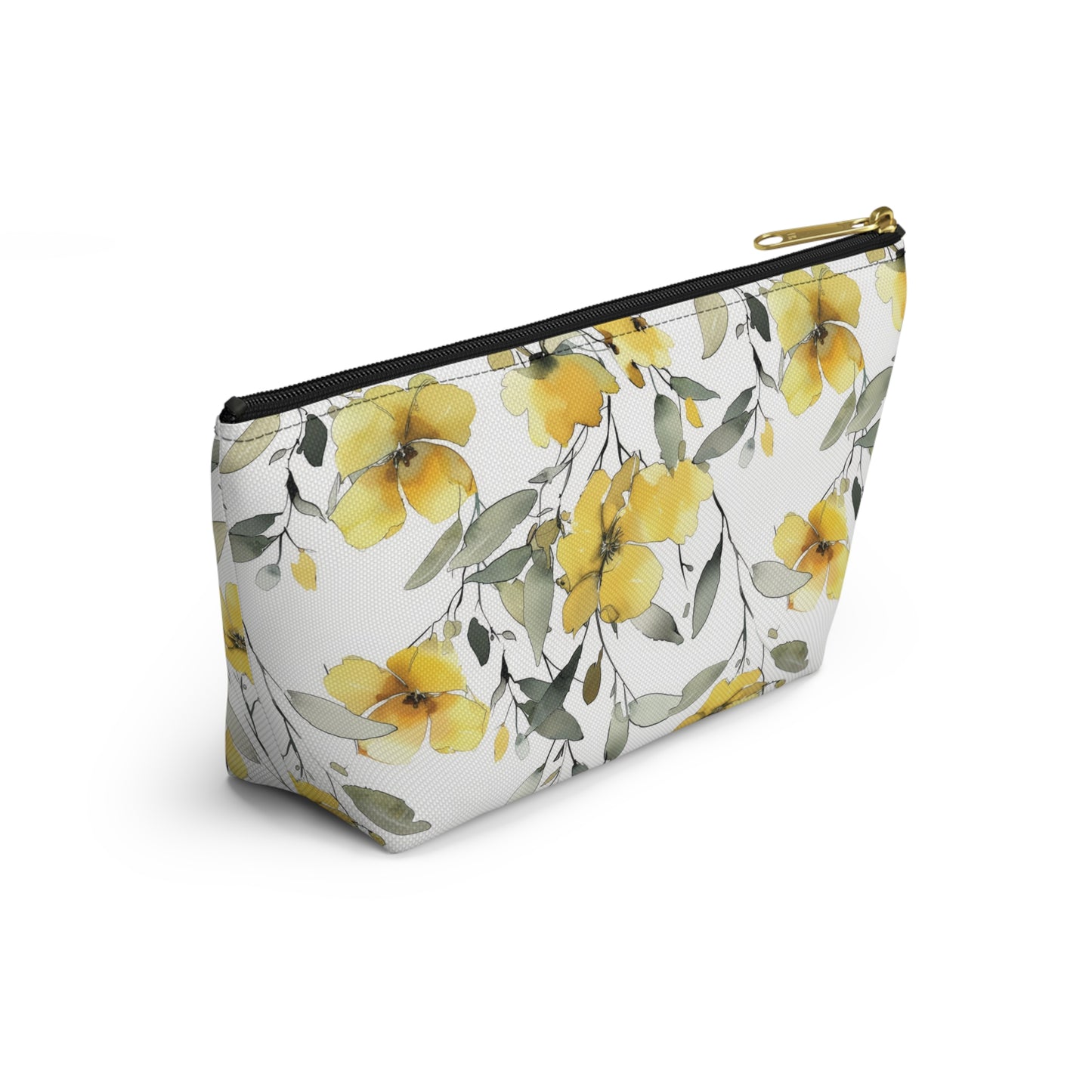 Floral watercolor Accessory Pouch w T-bottom