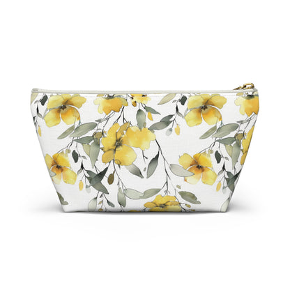 Floral watercolor Accessory Pouch w T-bottom