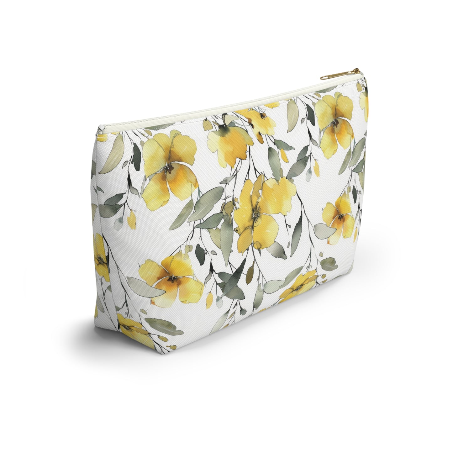 Floral watercolor Accessory Pouch w T-bottom