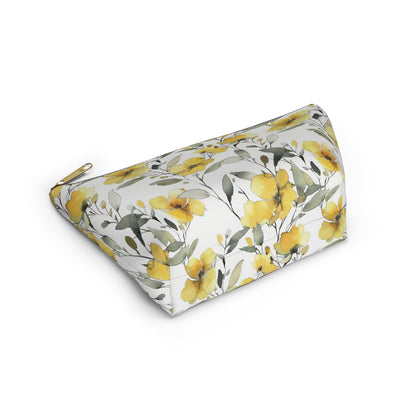 Floral watercolor Accessory Pouch w T-bottom