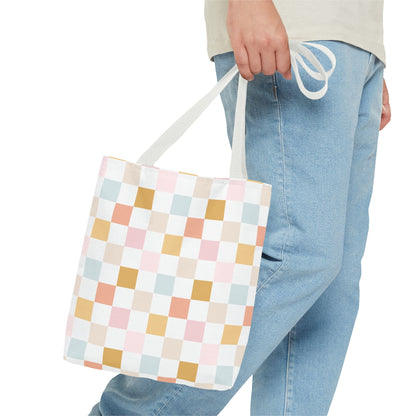 Pastel checkered Tote Bag