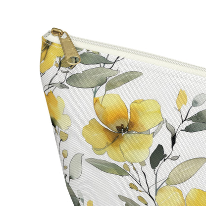 Floral watercolor Accessory Pouch w T-bottom