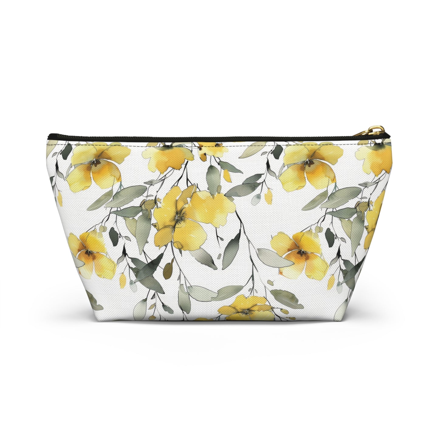 Floral watercolor Accessory Pouch w T-bottom