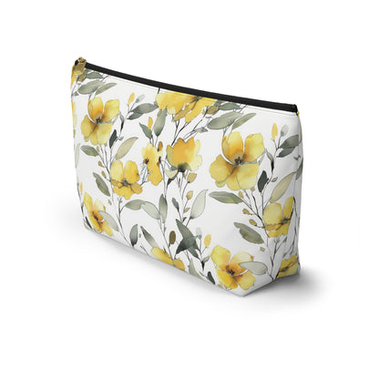 Floral watercolor Accessory Pouch w T-bottom