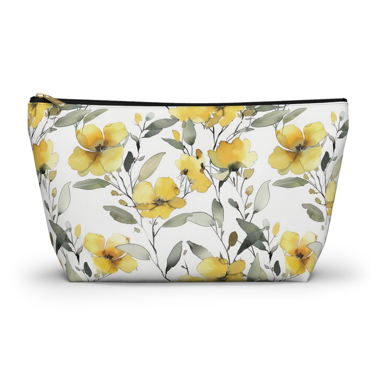 Floral watercolor Accessory Pouch w T-bottom