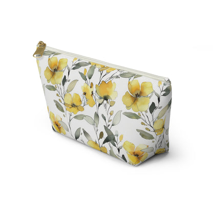 Floral watercolor Accessory Pouch w T-bottom